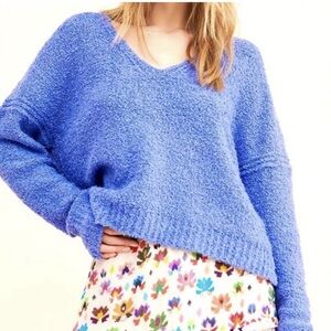 Free People Finders Keeper Soft Blue V-Neck Women's Sweater Size L